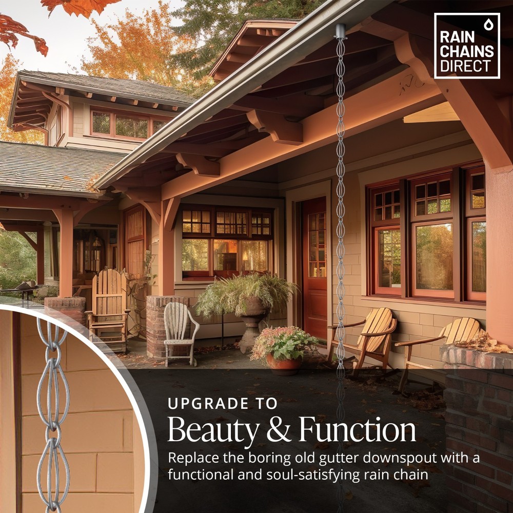 Rain Chains Direct Double Oval Loop Rain Chain 8.5ft Gray – Open Box (NEW)