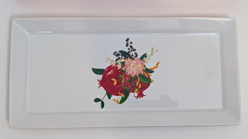 Grove Collaborative Tray Pomegranate Rectangular Stoneware Side Tray 10 X 5