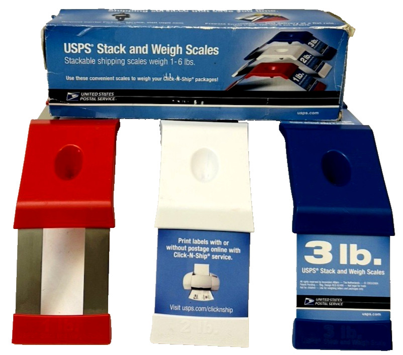 Vtg USPS Stack and Weigh Easy Shipping Scales Stackable 1 - 6 lbs