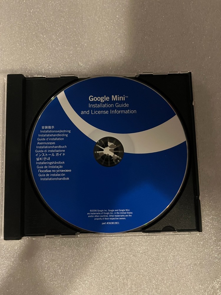 Google Mini Installation Guide and License Information CD-ROM