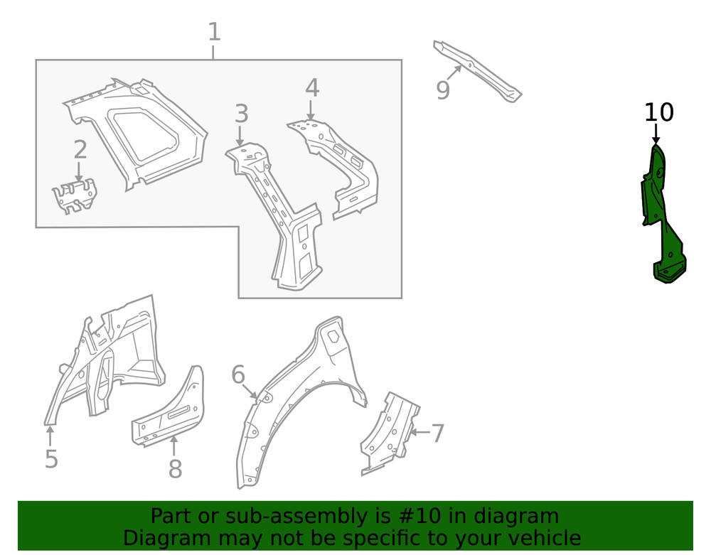 Genuine GM Passenger Side Back Body Pillar Lower Inner Panel 25892783