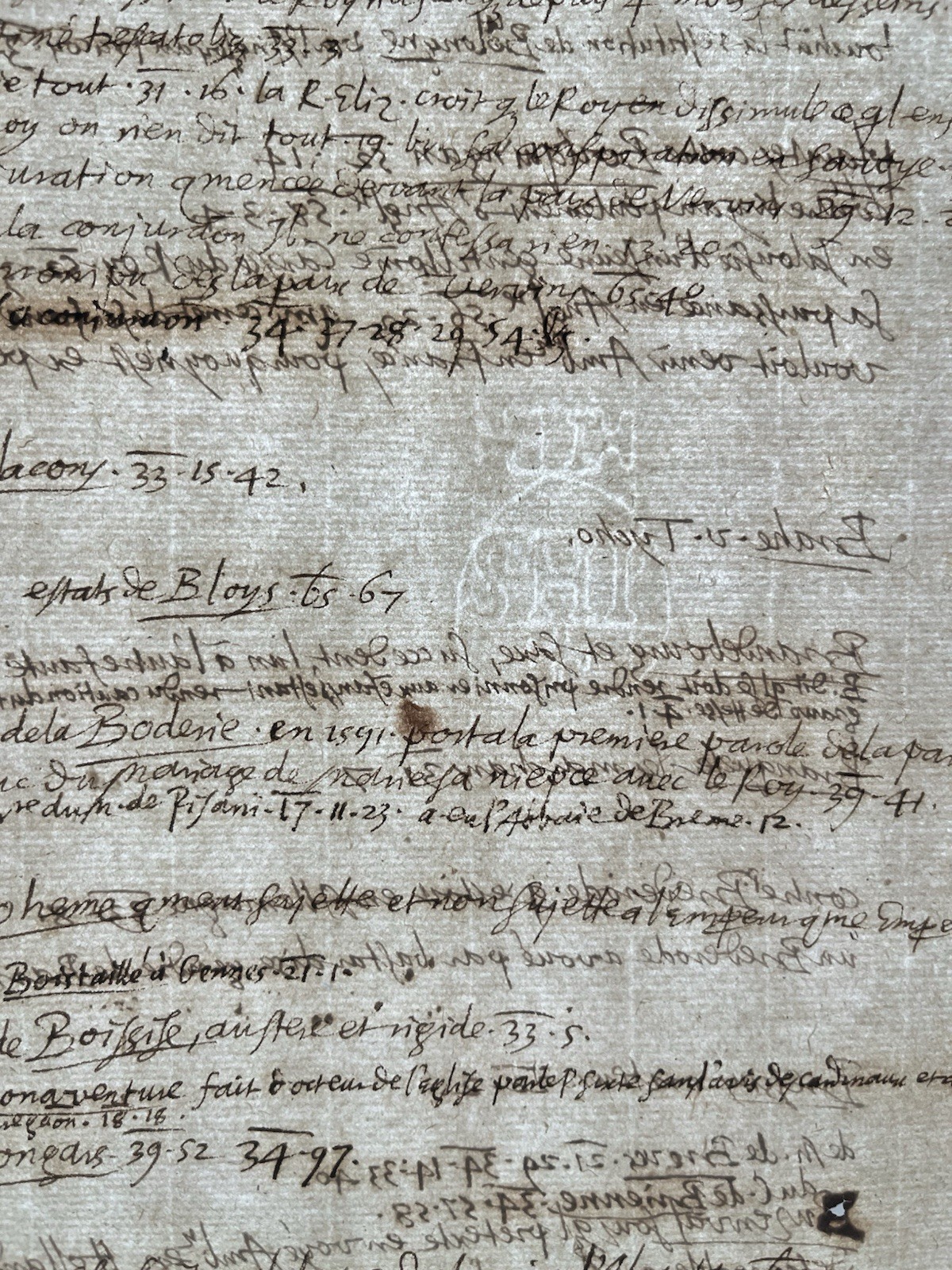AUTHENTIC RENAISSANCE ERA WATERMARKED PAPER MANUSCRIPT from 1500s