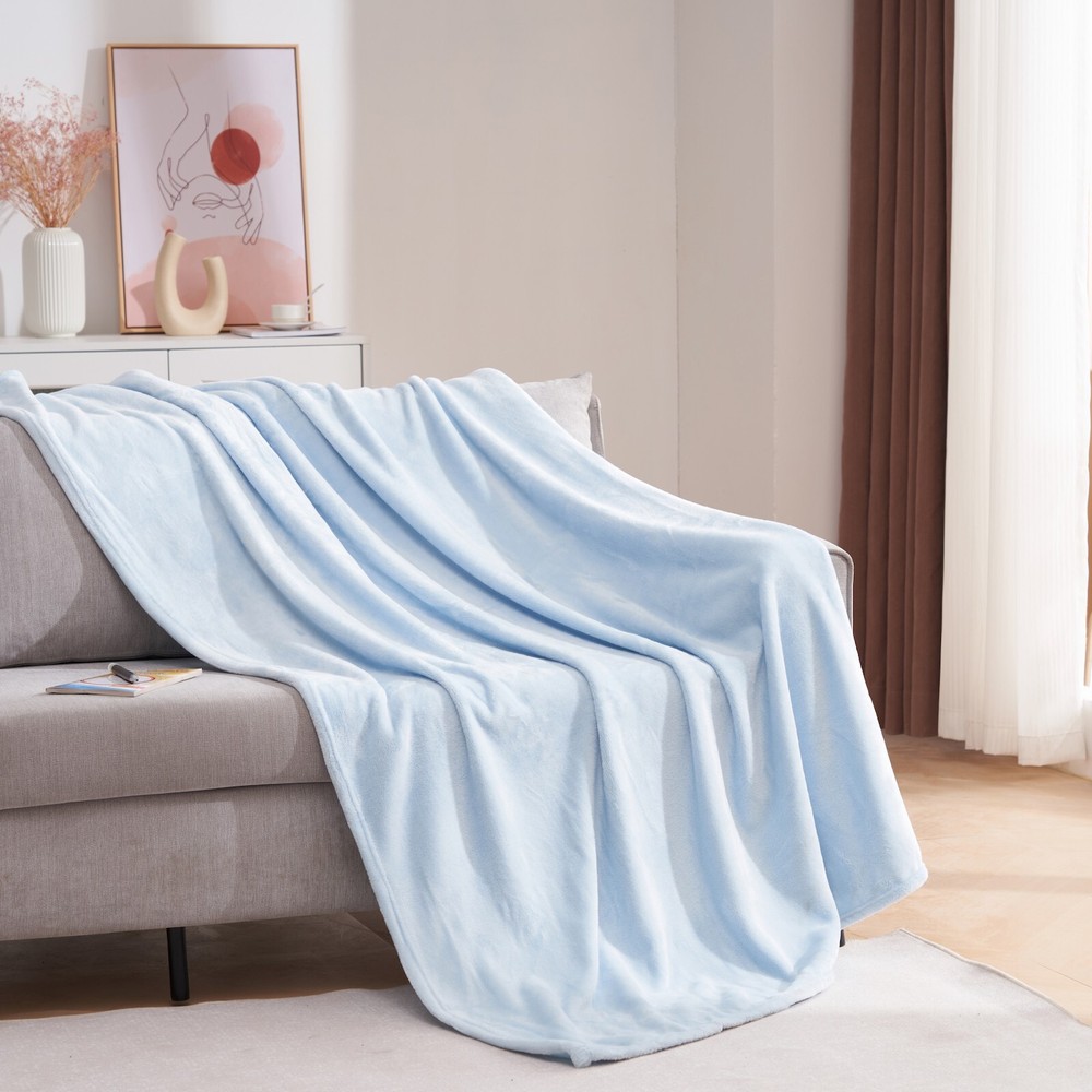 Light Blue Fleece Blankets Throws - 50x70