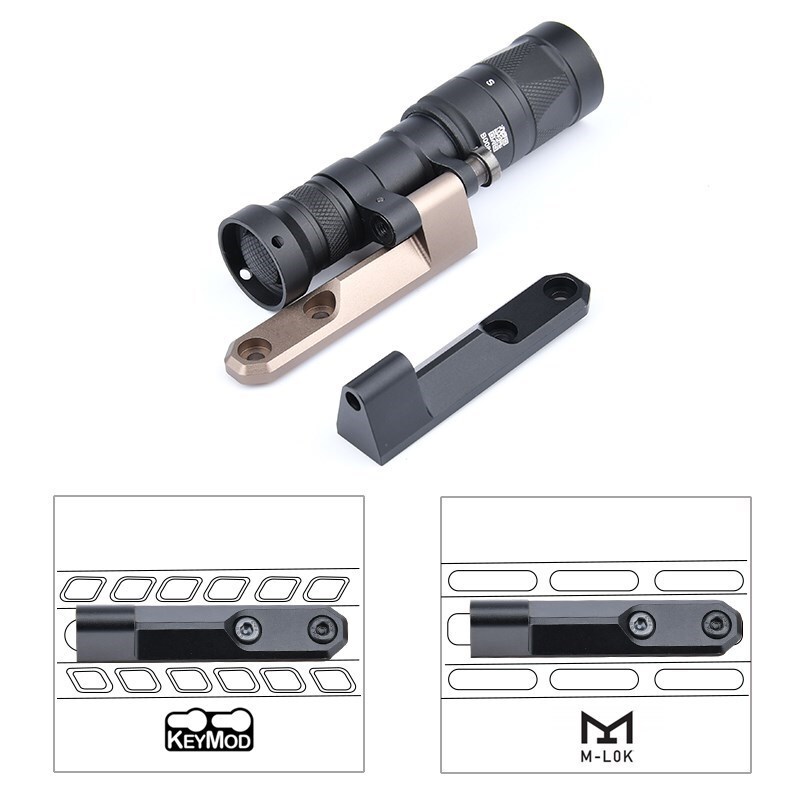 WADSN M640 M340 Tactical Flashlight Offset Mount Mlok keymod Base for Scoutlight