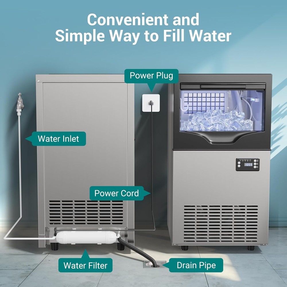 120LBS/24H Commercial Ice Maker Machine, Under Counter Ice Maker