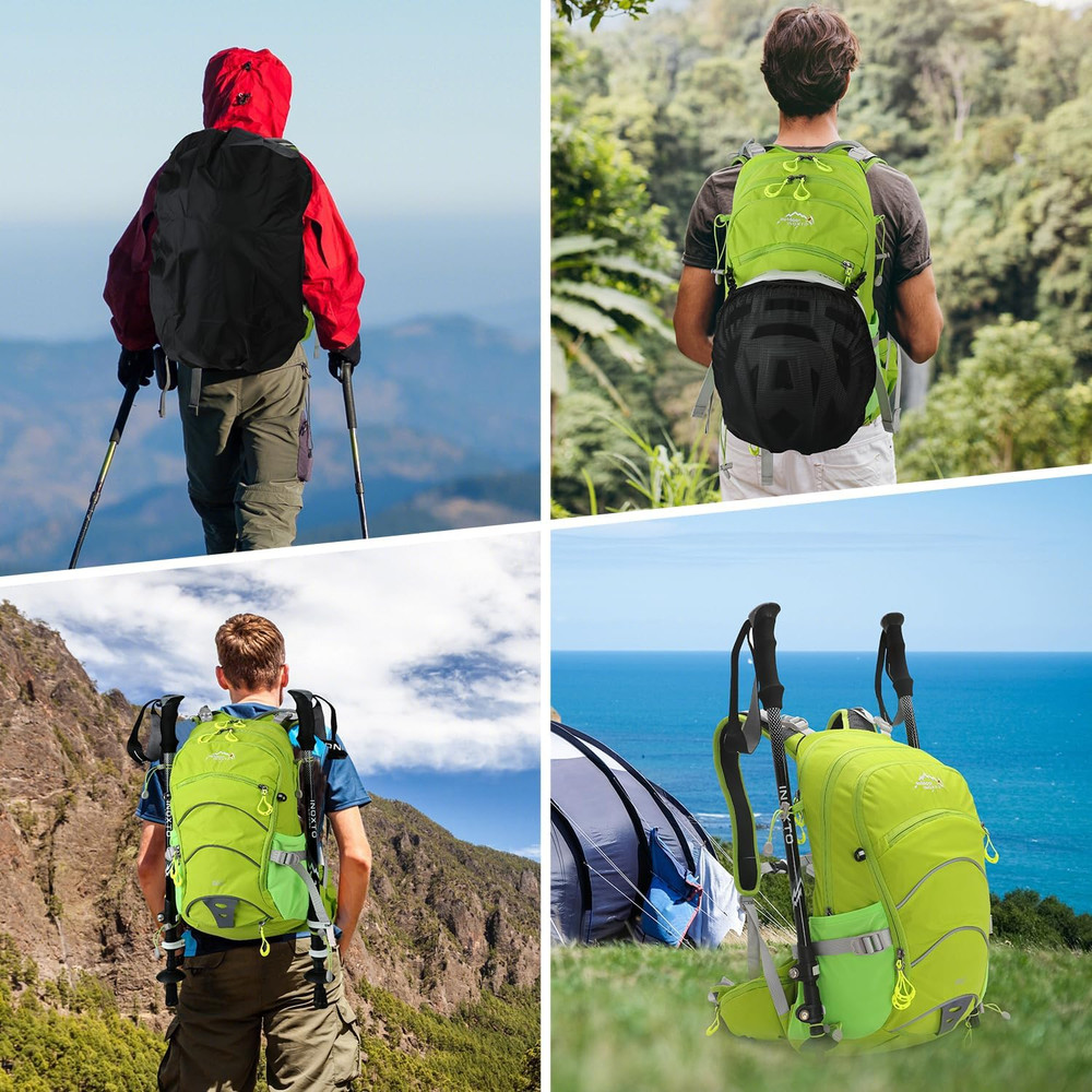 20L Waterproof Hydration Backpack with 2L Bladder and Rain Cover - Light Green