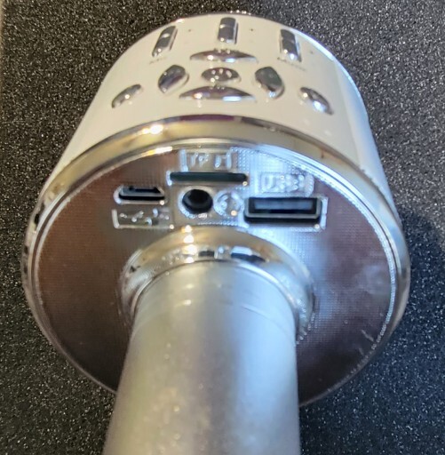 Hand Held Karaoke Microphone White/ Silver Tested- Works!