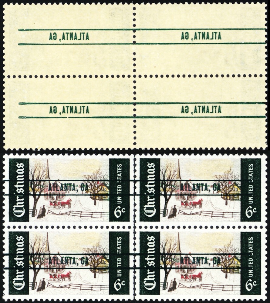 1384 Var, MNH 6¢ Block - Partial Reverse Printing Under Gum Error * Stuart Katz