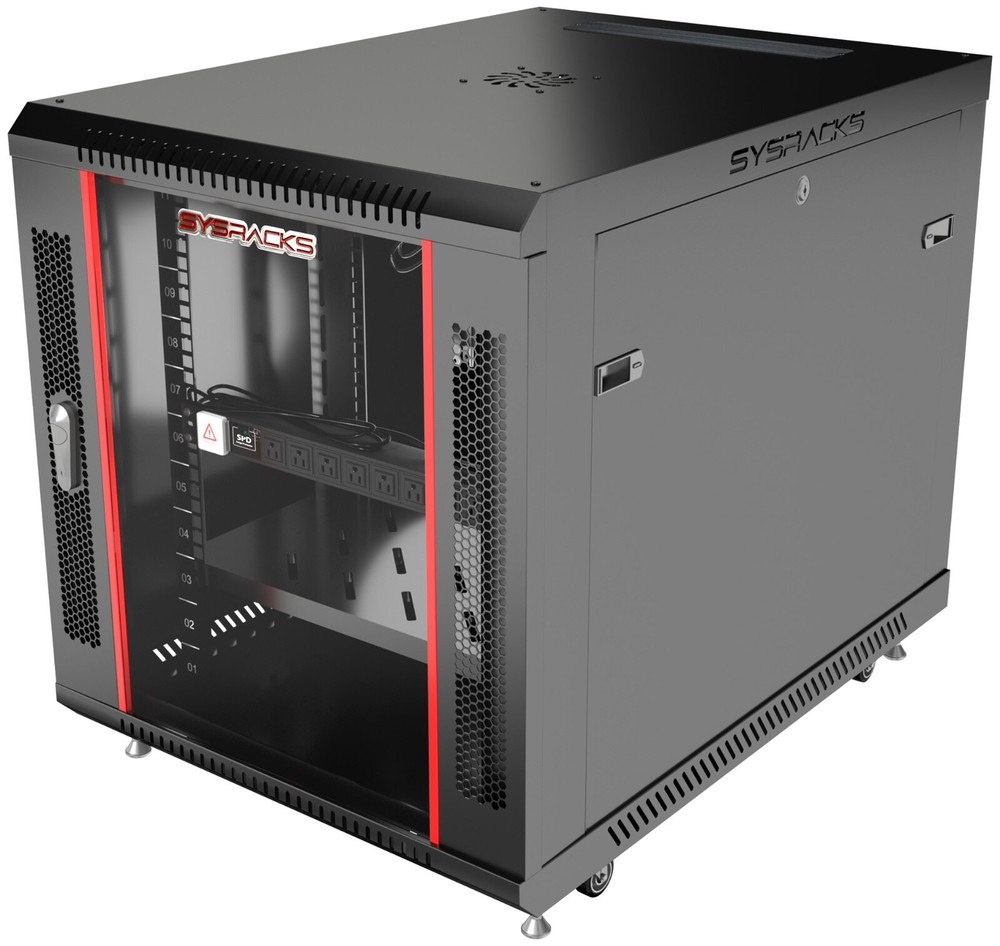 Server Rack 12U Enclosed 35-Inch Deep Cabinet Locking Networking Data Enclosure