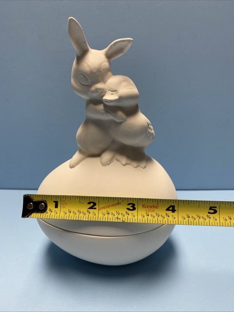 Ceramic Bisque Bunny And Chick Friends Egg Box Ready In Time For Easter