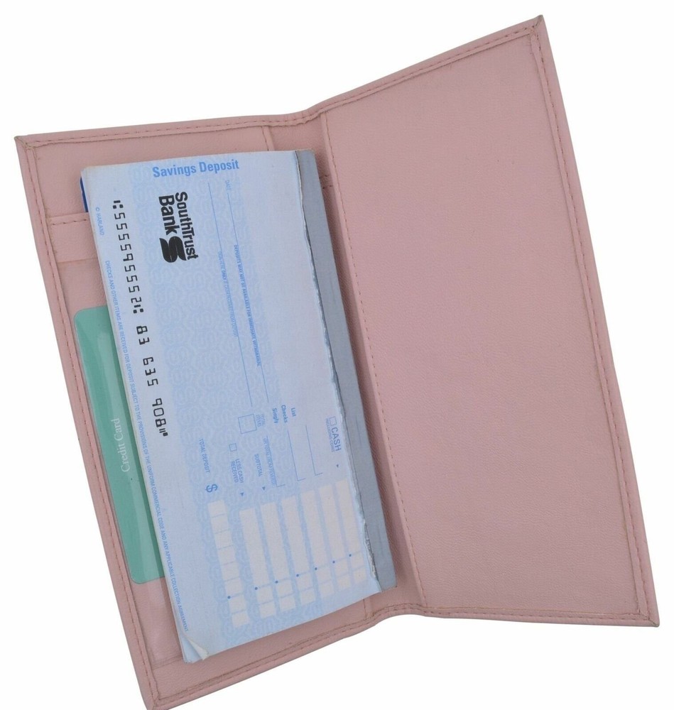 Basic PU Leather Checkbook Covers Light Pink