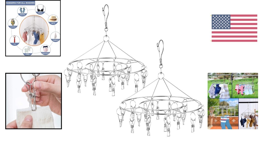Durable 2 Pack Stainless Steel Drying Racks with 20 Clips for Versatile Drying