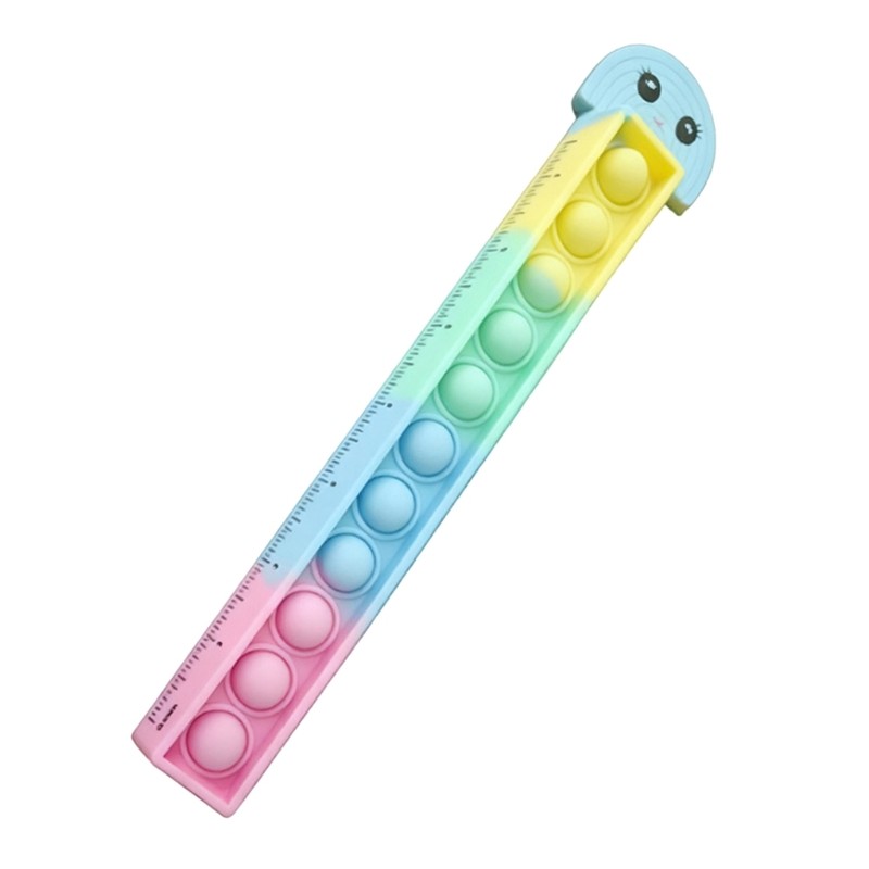 Squeeze Activated Double Scale Ruler Soft Silicone Learning Instrument for