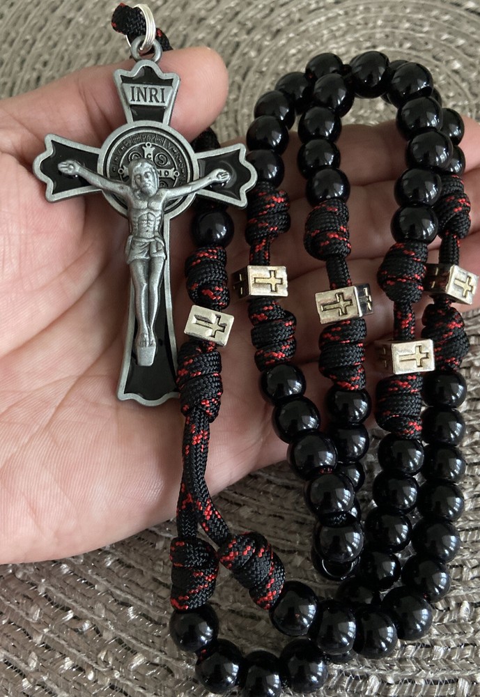 Paracord Catholic Rosary- 3” St. Benedict Crucifix - Durable Rosary - Handmade