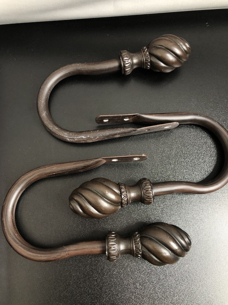 JCPenny Home Collection Scarf Holders/Holdbacks Walnut NEW & USED BUNDLE!