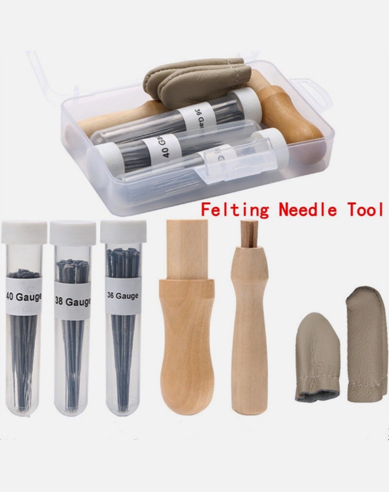 Professional Needles Wool Felting Tools kit with 3 Wool Samples
