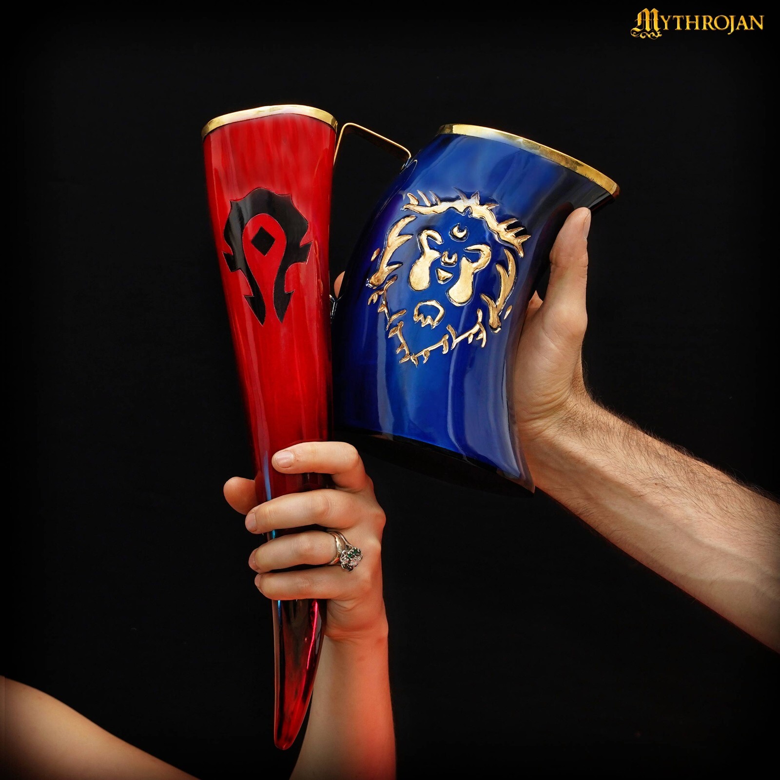 Viking Drinking Horn Medieval Knight Beer Mead Ale for Gifting, Decor, Red 16 oz