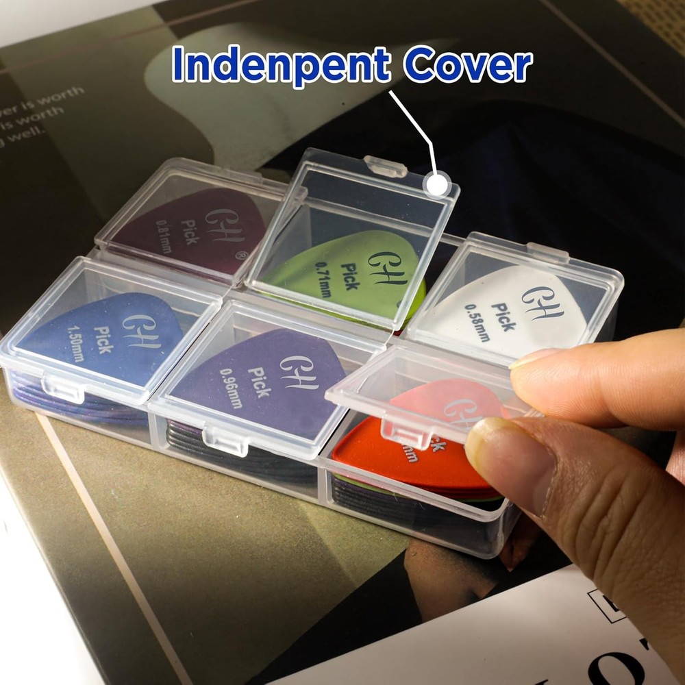 Guitar Pick Holder, 6 Grid Case, 60 Capacity, Pick...