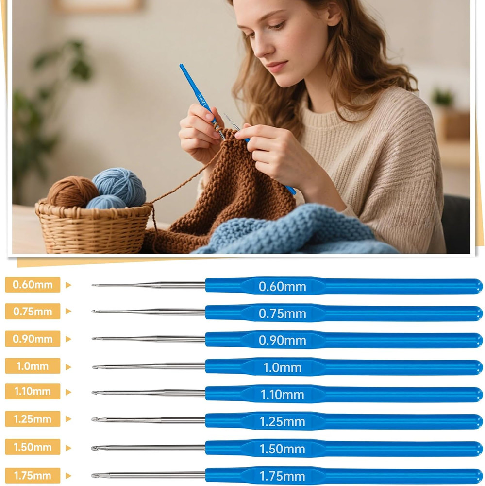 Beginner Crochet Kit 59 PCS with Yarn, Hooks, Tools - Yellow Lemon