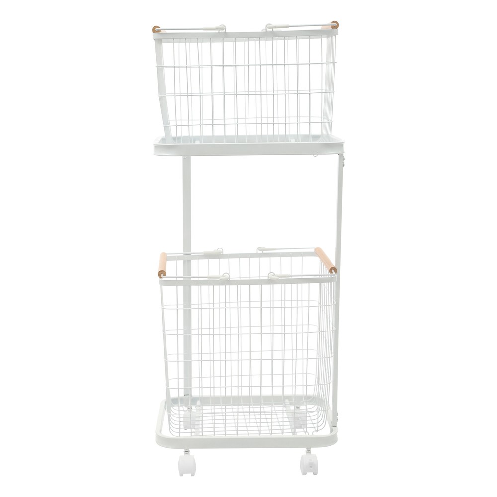 Two-Tier Laundry Basket With Removable Baskets & Universal Wheels