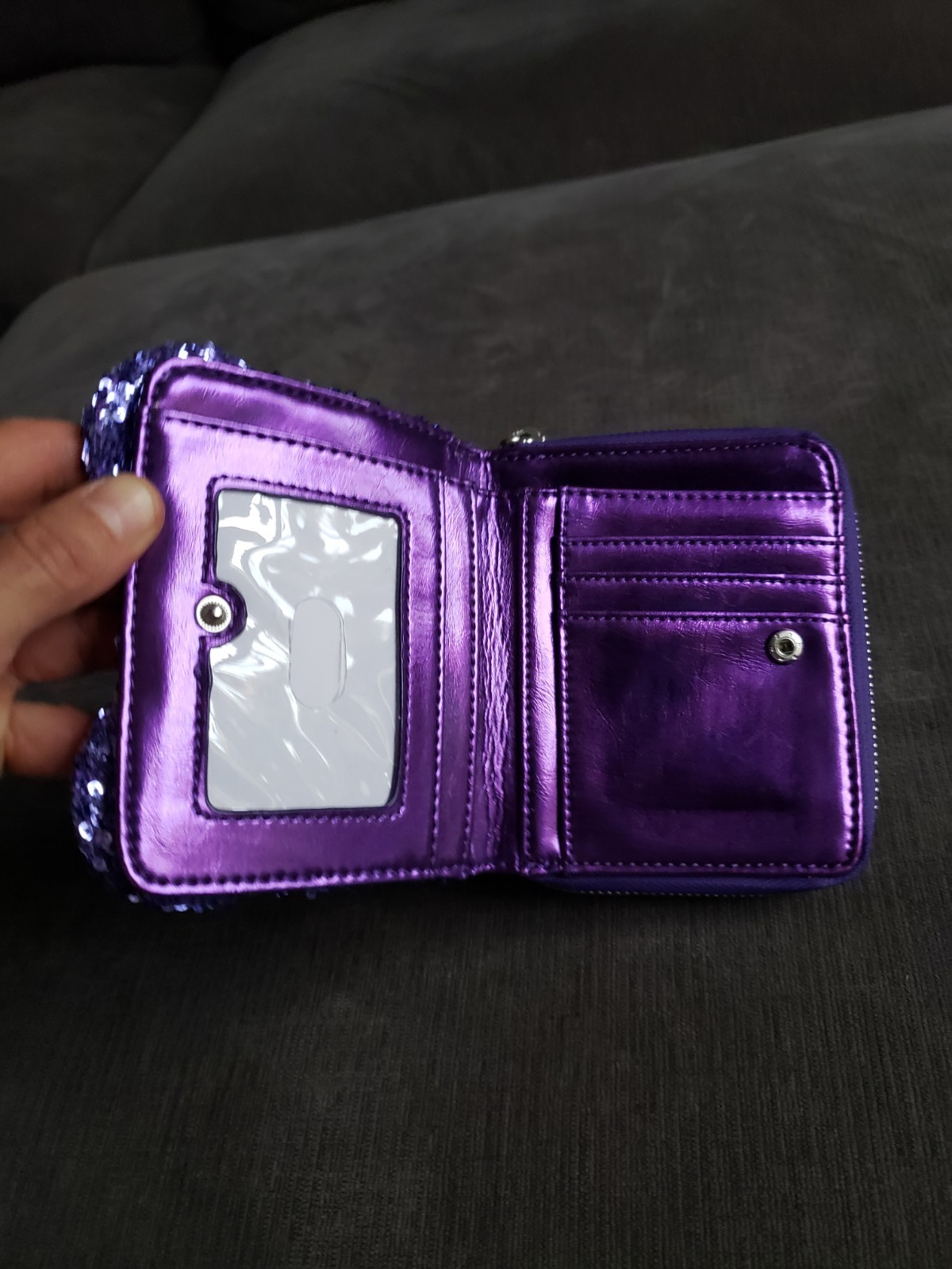 Disney Parks Exclusive Loungefly Minnie Potion Purple Sequined Wallet NWOT