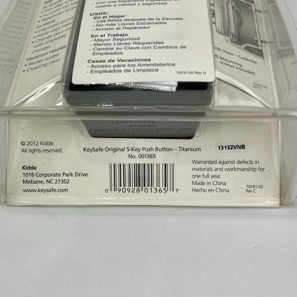 NEW Kidde Access Point Spare 5 Key Storage Push Button Combination Lock Titanium