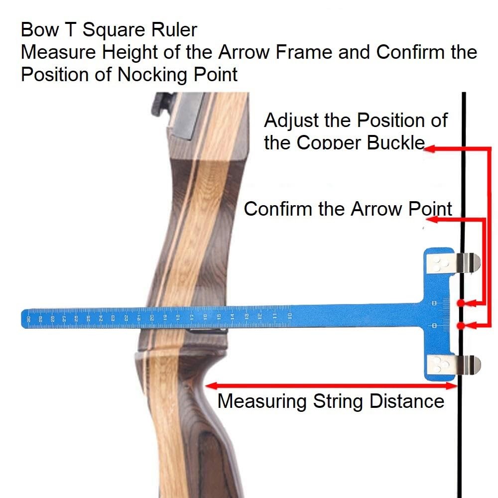 AHOSOUTLY Archery Bow String Nocking Points Set with T Square Ruler Blue