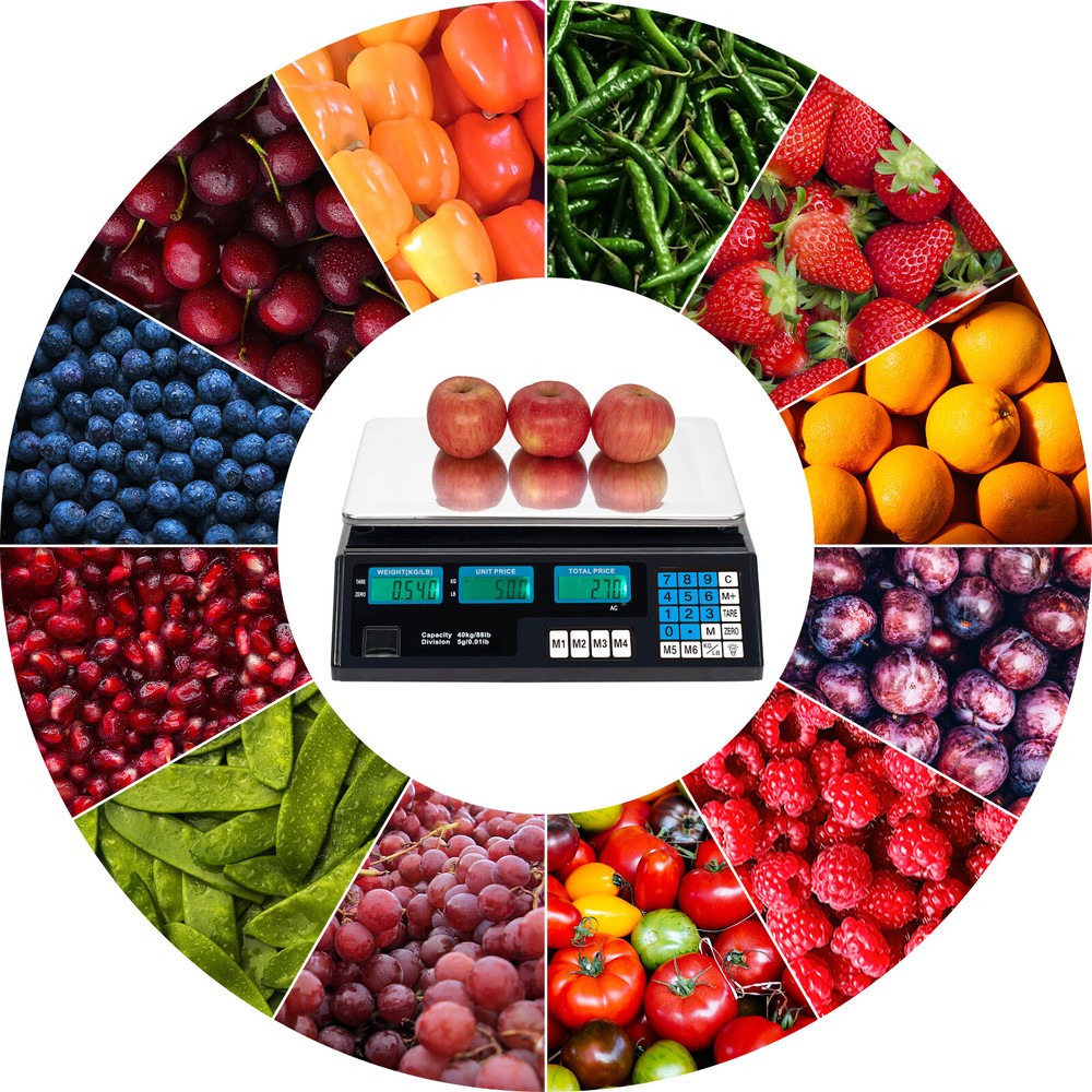ACS-30 40kg/5g Digital Price Computing Scale for Vegetable US Plug Silver &Black