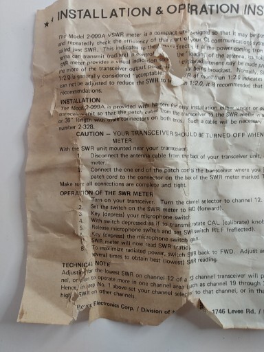 Royce In Line SWR Meter No Bracket Or Cable UNTESTED