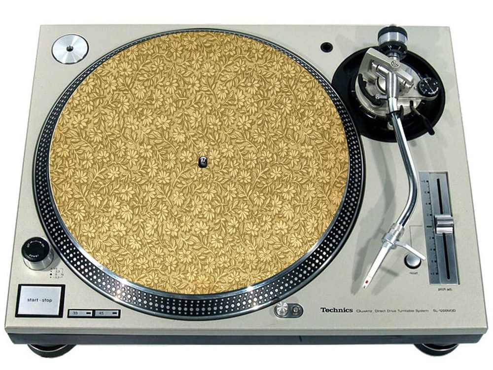 Slipmat Scratch Pad 12" Turntable LP DJ Record Player PARCHMENT FLOWER PATTERN