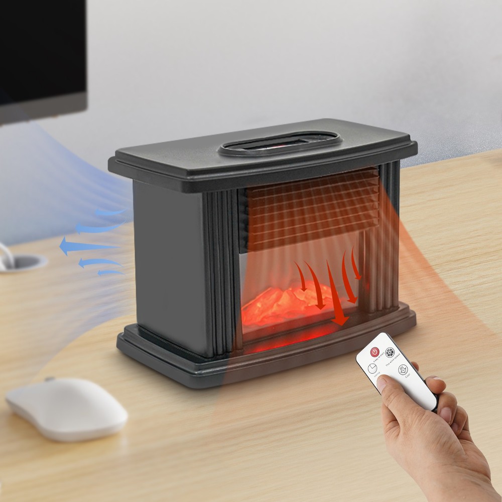 1000W Heating Portable Electric Fireplace Heater 3D Realistic Flame Log Effect