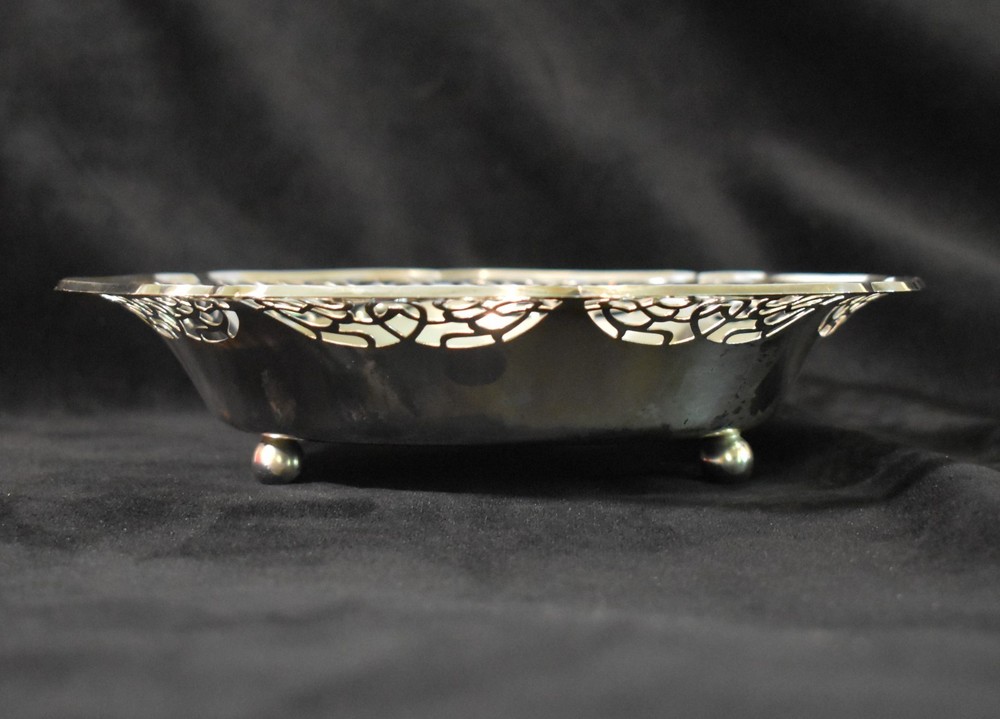 8 Inch Silver-Plated Footed Lace Pattern Platter/Dish - Germany