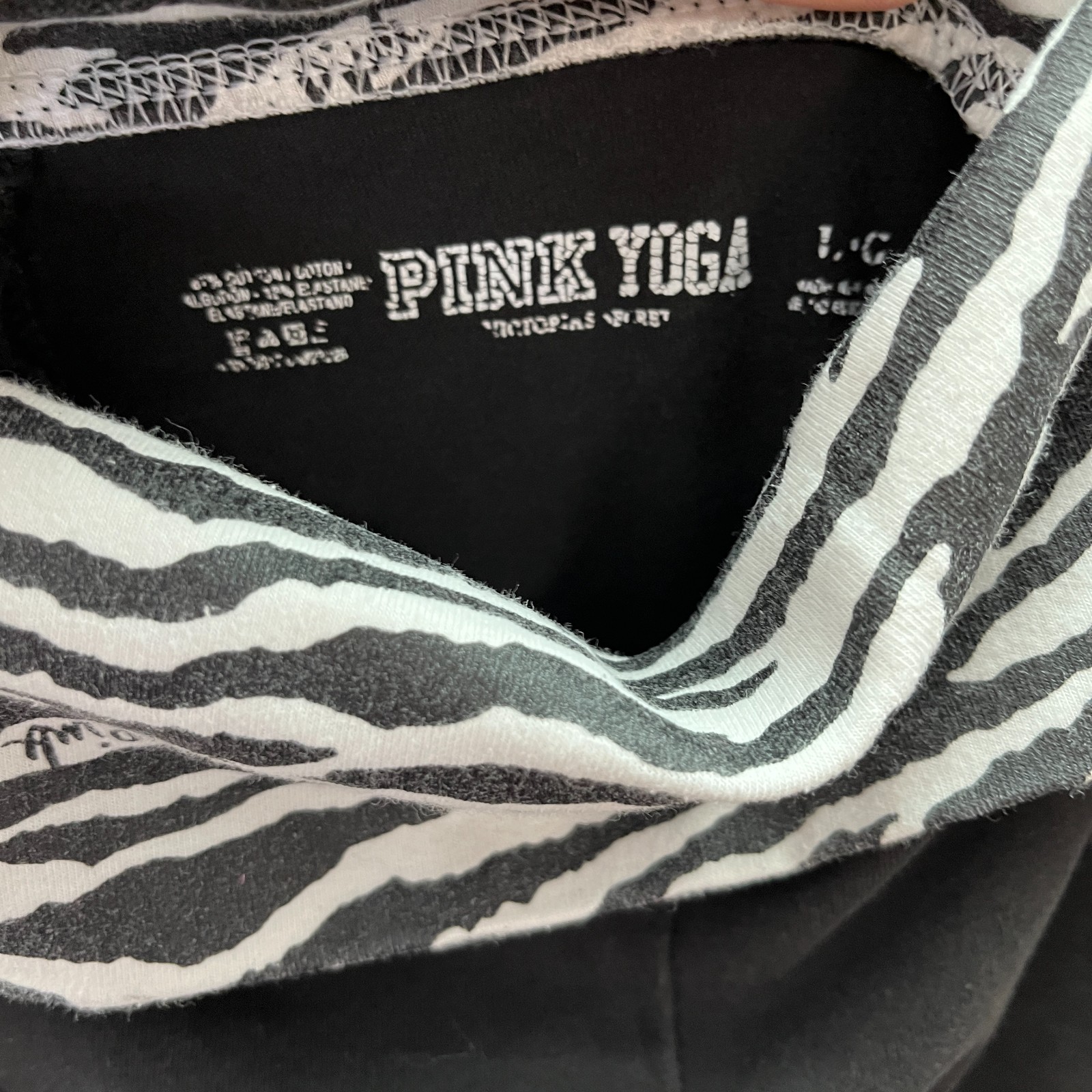 Y2K Victoria's Secret PINK Vintage Foldover Yoga Pants Flare Green Zebra L