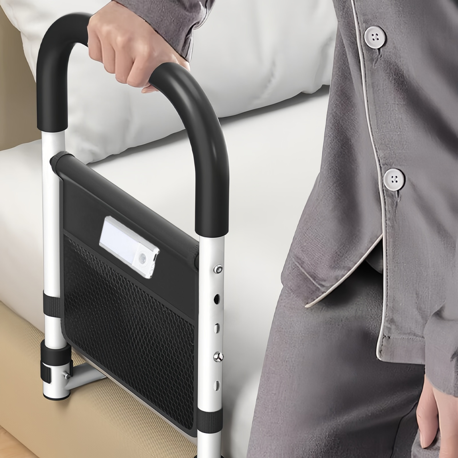 Bed Rails for Elderly Adults, Bed Side Assist Rail for Seniors with Motion Light