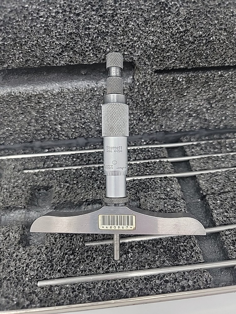 Starrett 445 Depth Gage 3" Base 0-6" Range .001" Original Case Included