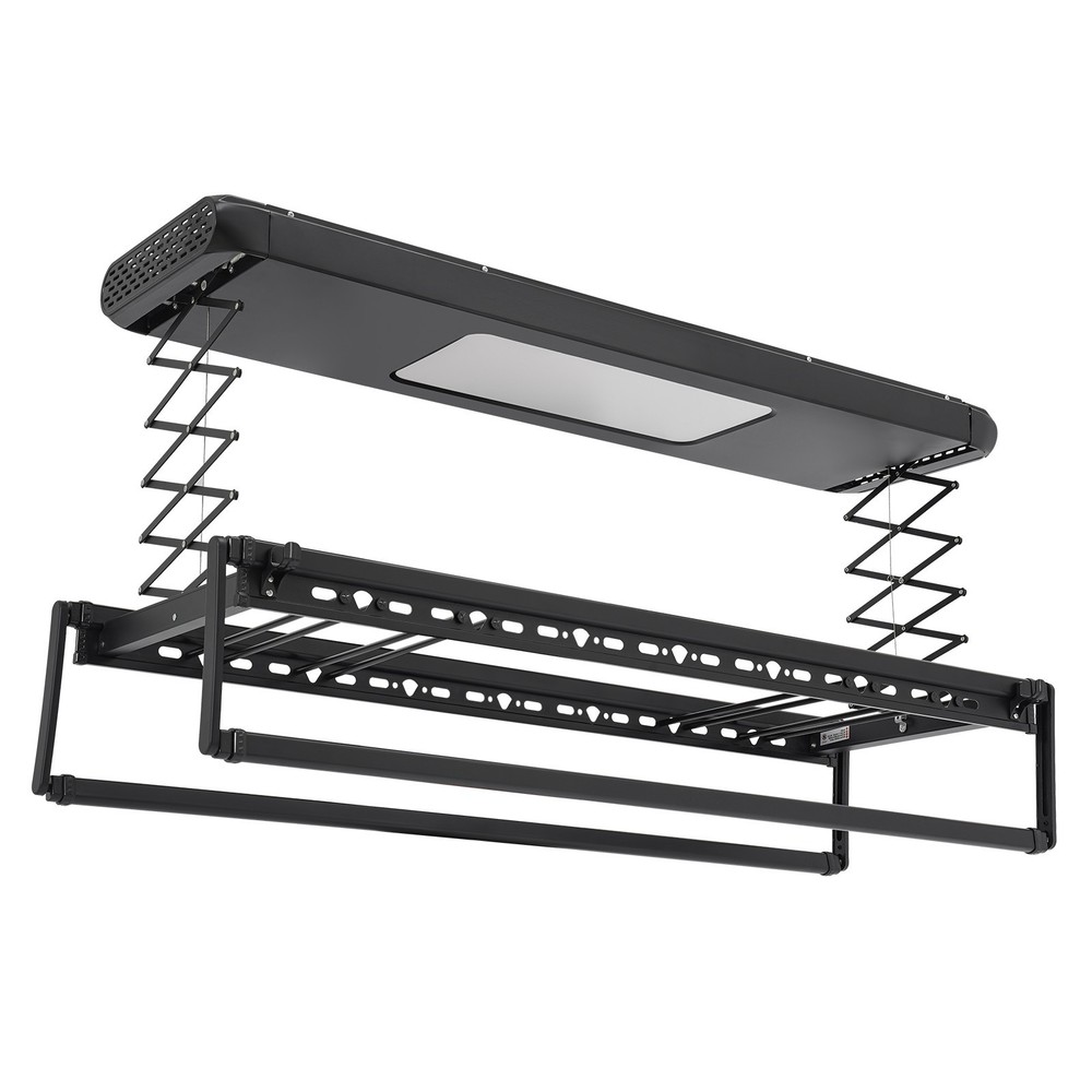 Electric Retractable Airing Rack Clothes Drying Rack W/ Remote Control & Light