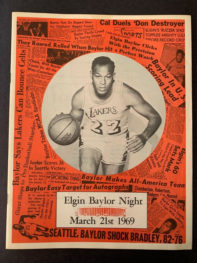 Elgin Baylor Night Program March 21st 1969 23 Pages EX