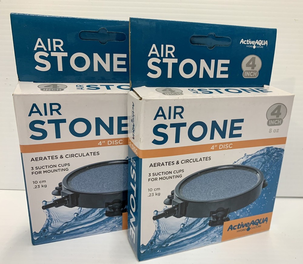 2 lot Active Aqua AIR STONE 4" inch Disc Diffuser Aerates Circulates Hydroponics