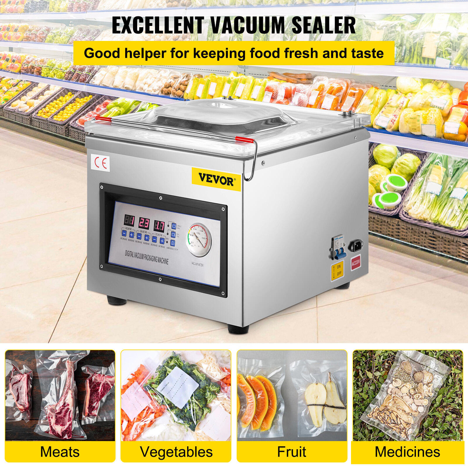 Chamber Vacuum Sealer DZ-260C Commercial Vacuum Sealing Packing Machine 320W