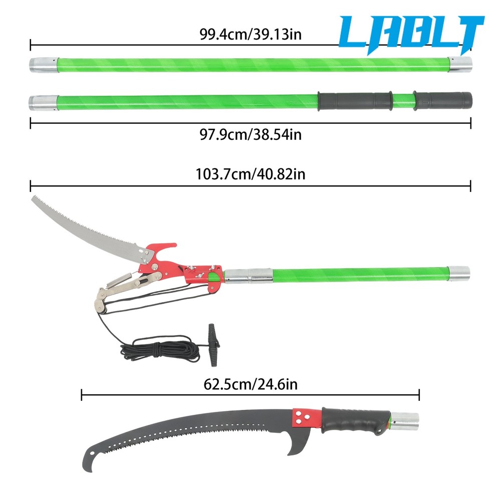 LABLT 30ft Pruner Saw Combination Extendable Tree Trimmers Section 9 Green