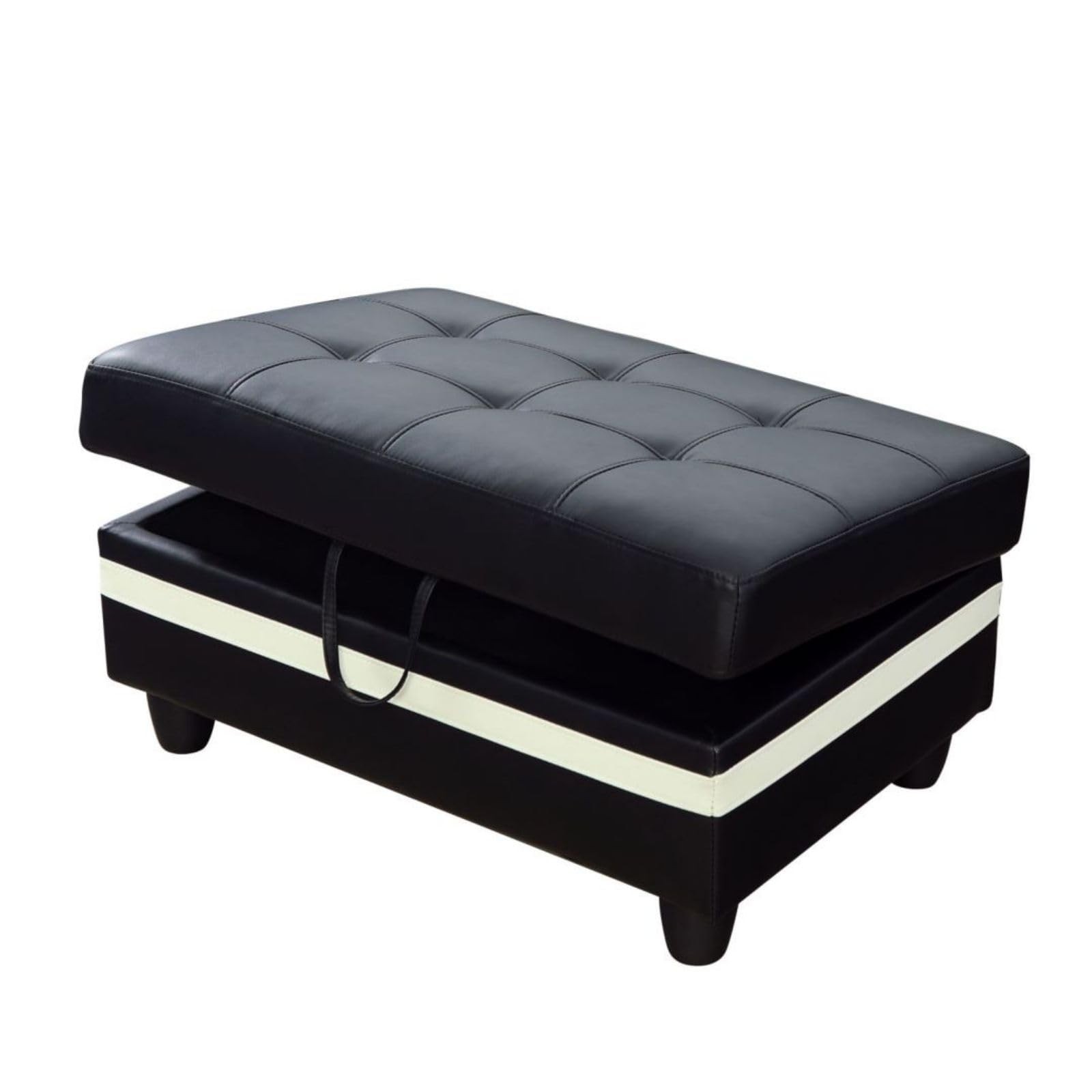 Ottoman Storage Ottoman Bench Semi PU Synthetic Leather Footrest Footstool wi...