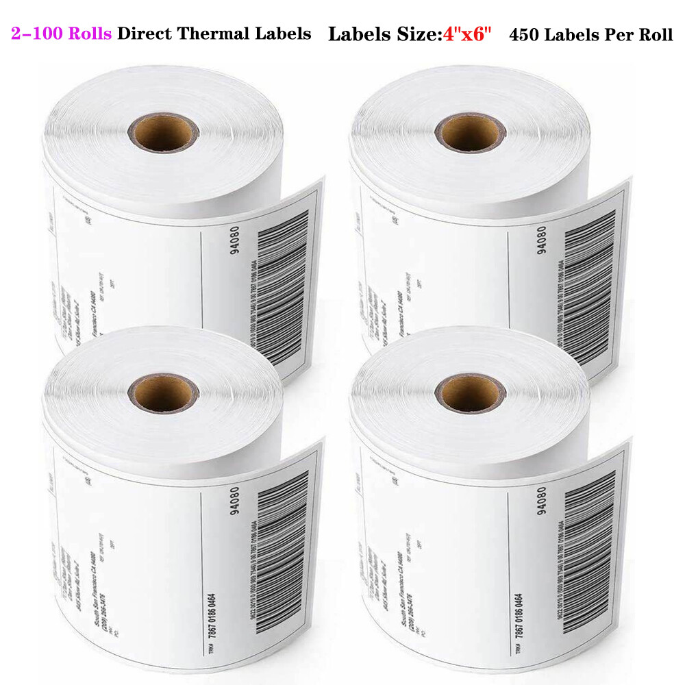 2-100 Rolls 4 x 6 Thermal Shipping Labels 450/Roll For Zebra ZP450 Eltron 2844