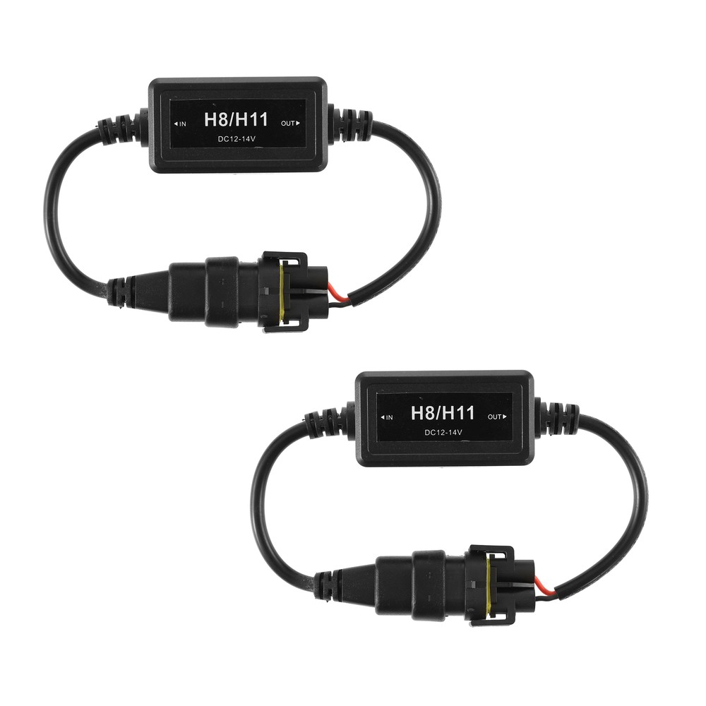 2x H11 LED Headlight Bulbs Canbus Anti Flicker Resistor Wiring Canceller Decoder