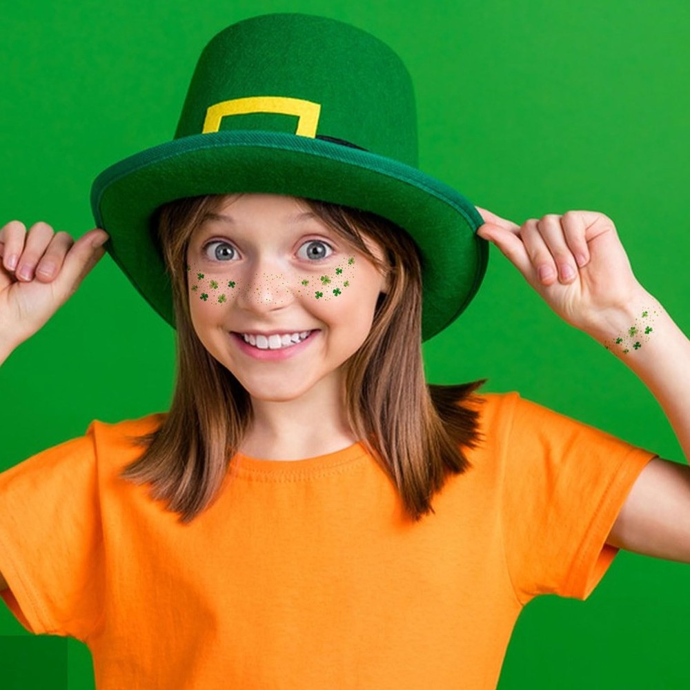 St. Patrick's Day Temporary Tattoos - Glitter Medium, Green