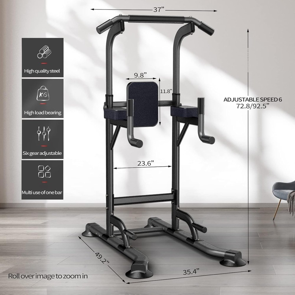 Power Tower Adjustable Height Pull Up & Dip Station Multi-Function Home Strength