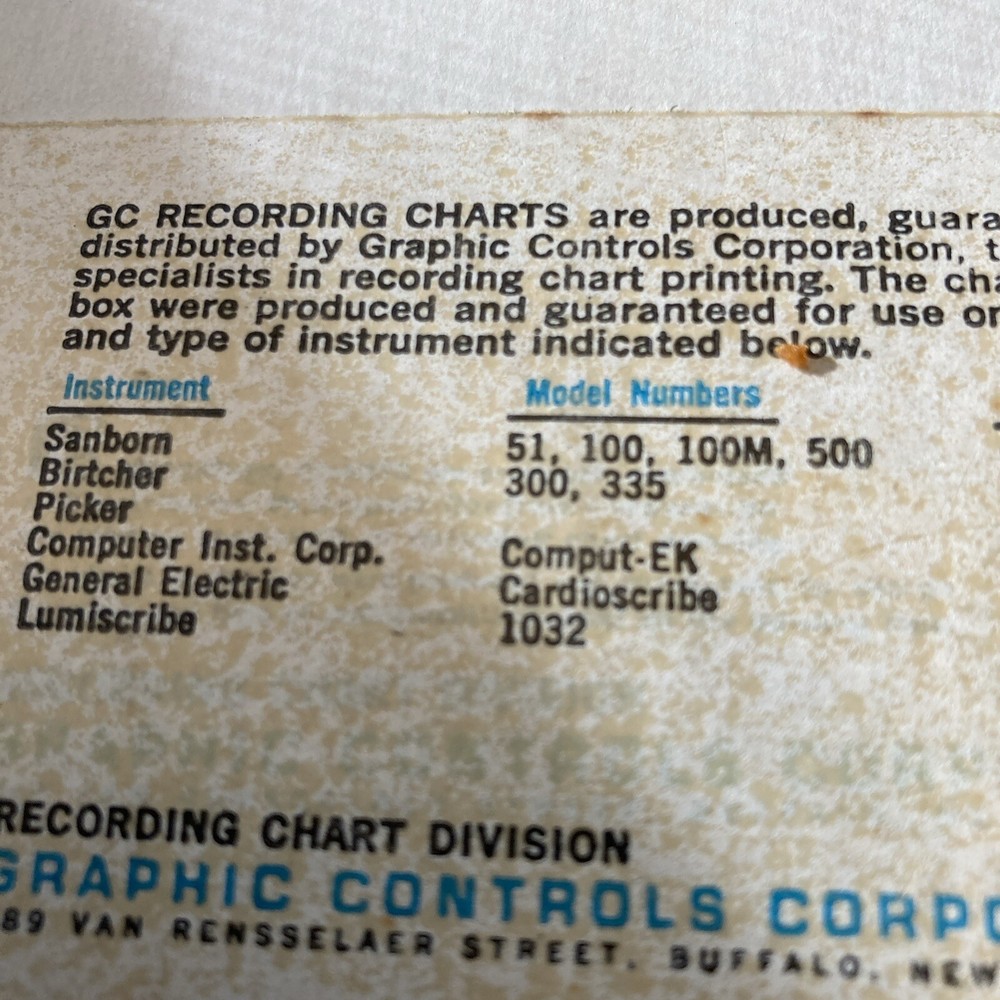 Graphic Controls ECG-100 Recording Chart Paper 2 Rolls Original Box