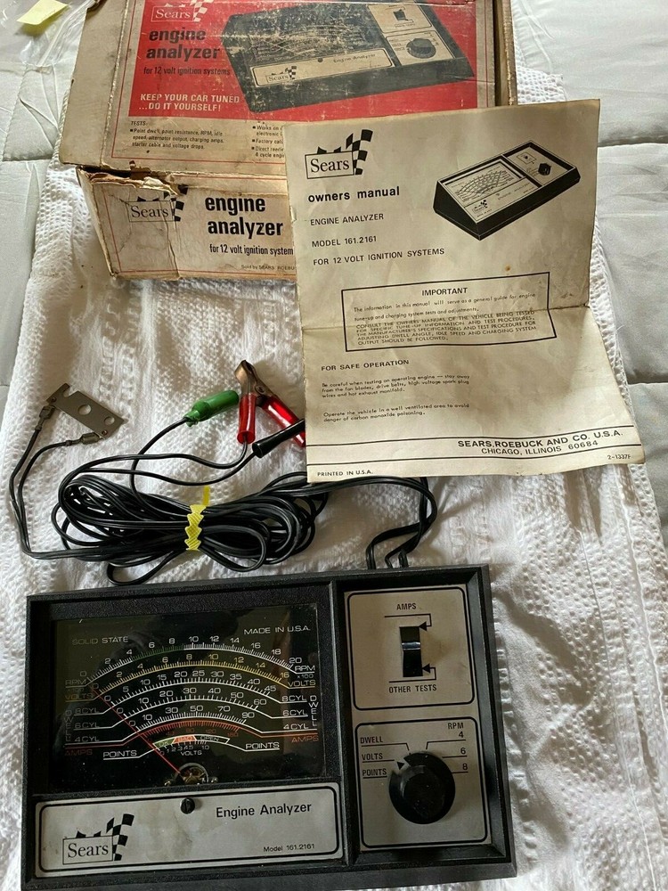 Vintage Sears Engine Analyzer 12 V Model 28-2161 Engine Analyzer w/Box- TESTED