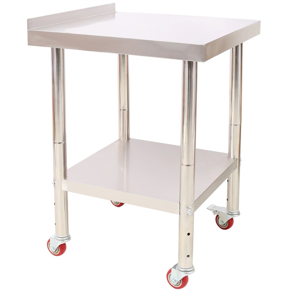 Stainless Steel Prep Table 440lbs Capacity Adjustable Undershelf & Casters