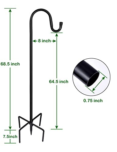 Shepherd-Hooks Adjustable for Bird-Feeder Lantern Plant-Hook 76 INCH A-2 Pack