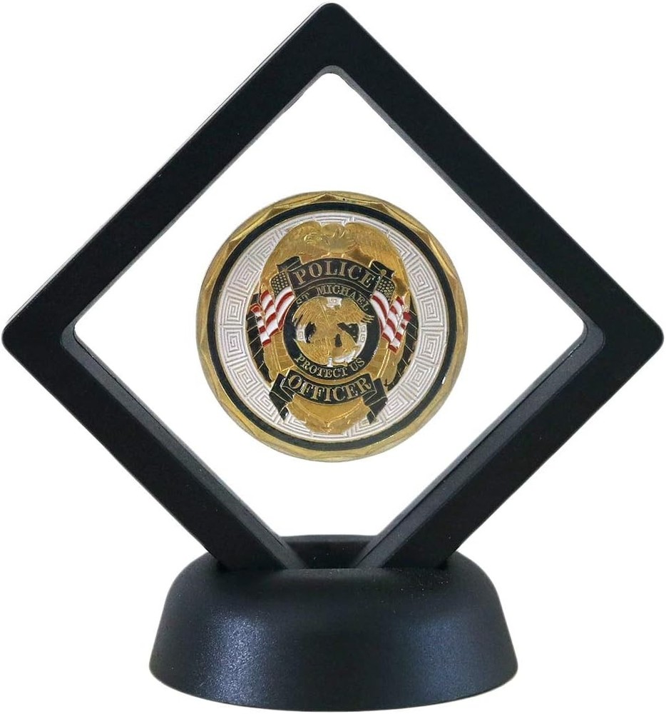 SH Challenge Coin Display Frame, 3D Floating Case Stand Holder, Black